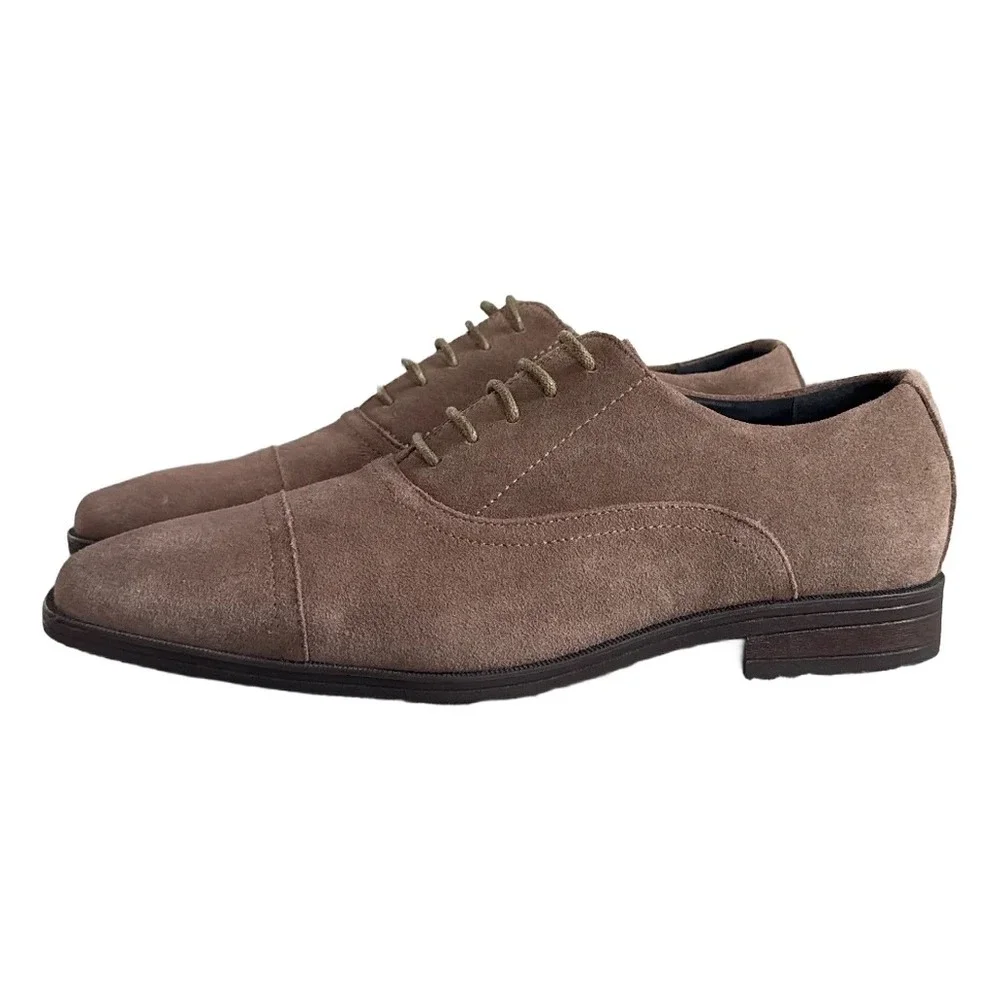 Joseph Abboud Collection Aaron Mens 12 Brown Suede Cap Toe Oxford Dress Shoes